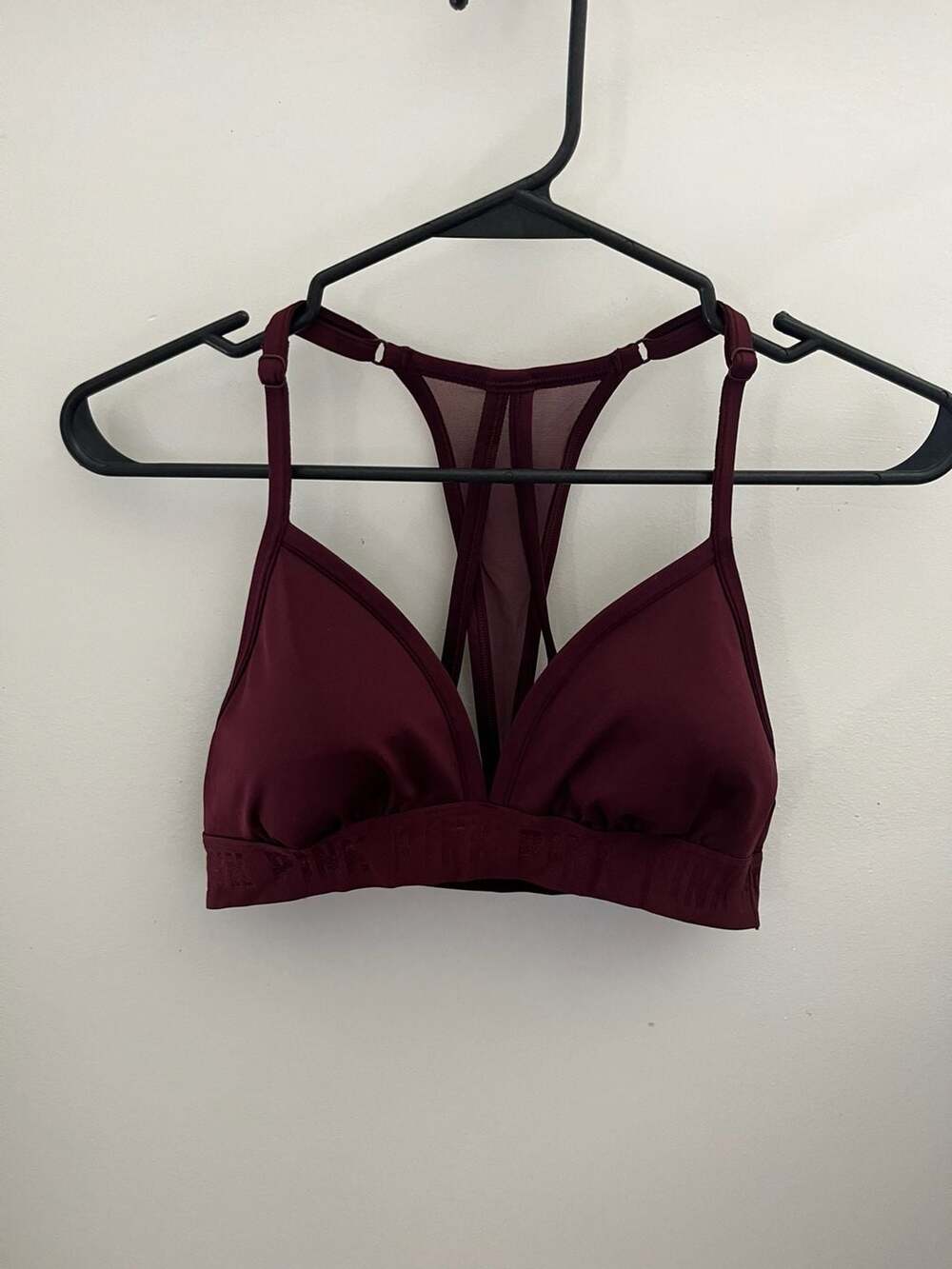 PINK Sports Bra Maroon Mesh Back